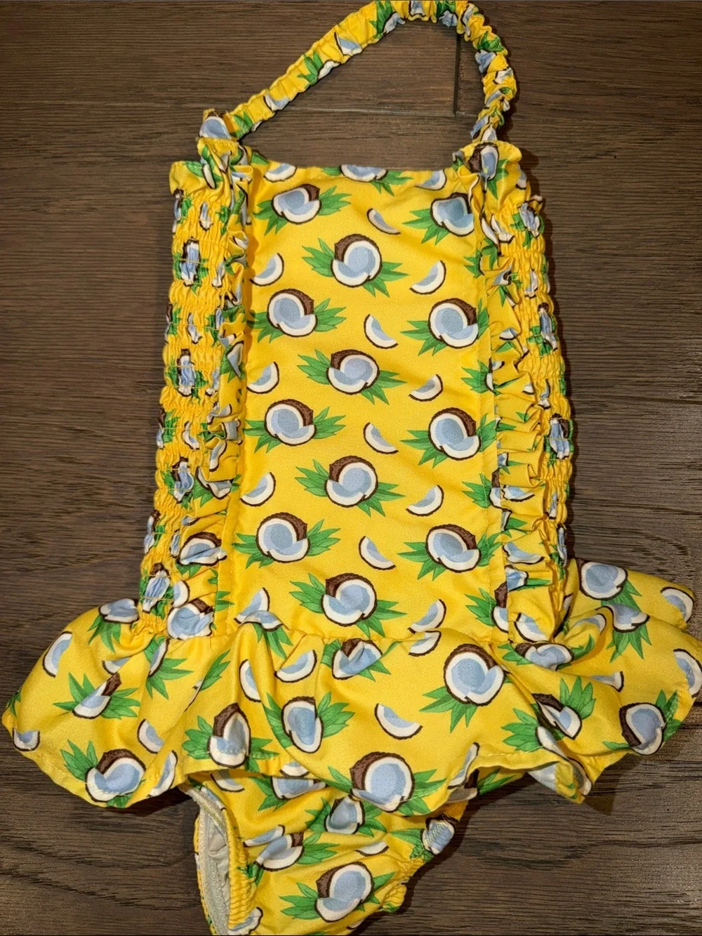 Rachel Riley Yellow Coconut Print Girls One-Piece Swimsuit
